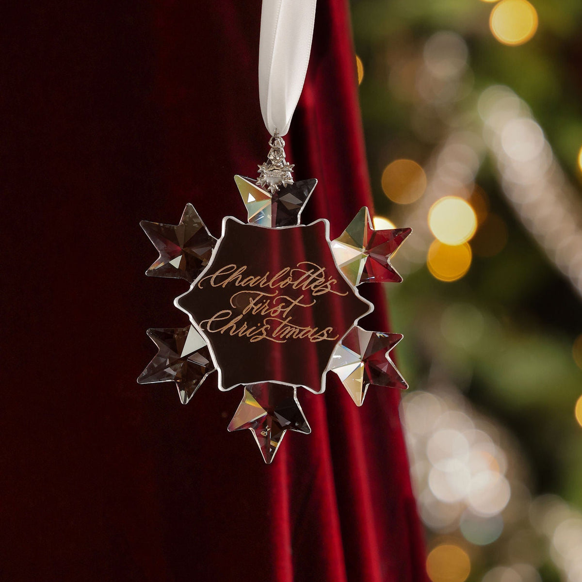 Crystal personalised christmas ornament, baby's first christmas decoration