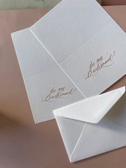 Gold ink, Bridesmaid proposal cards with matching envelope