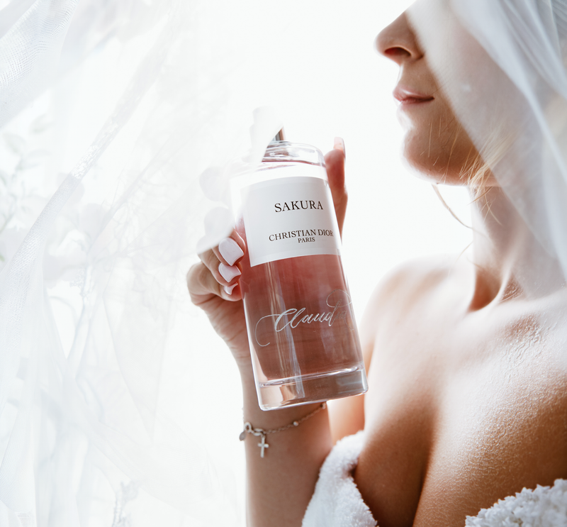 Hand engraved calligraphy on a Dior perfume bottle