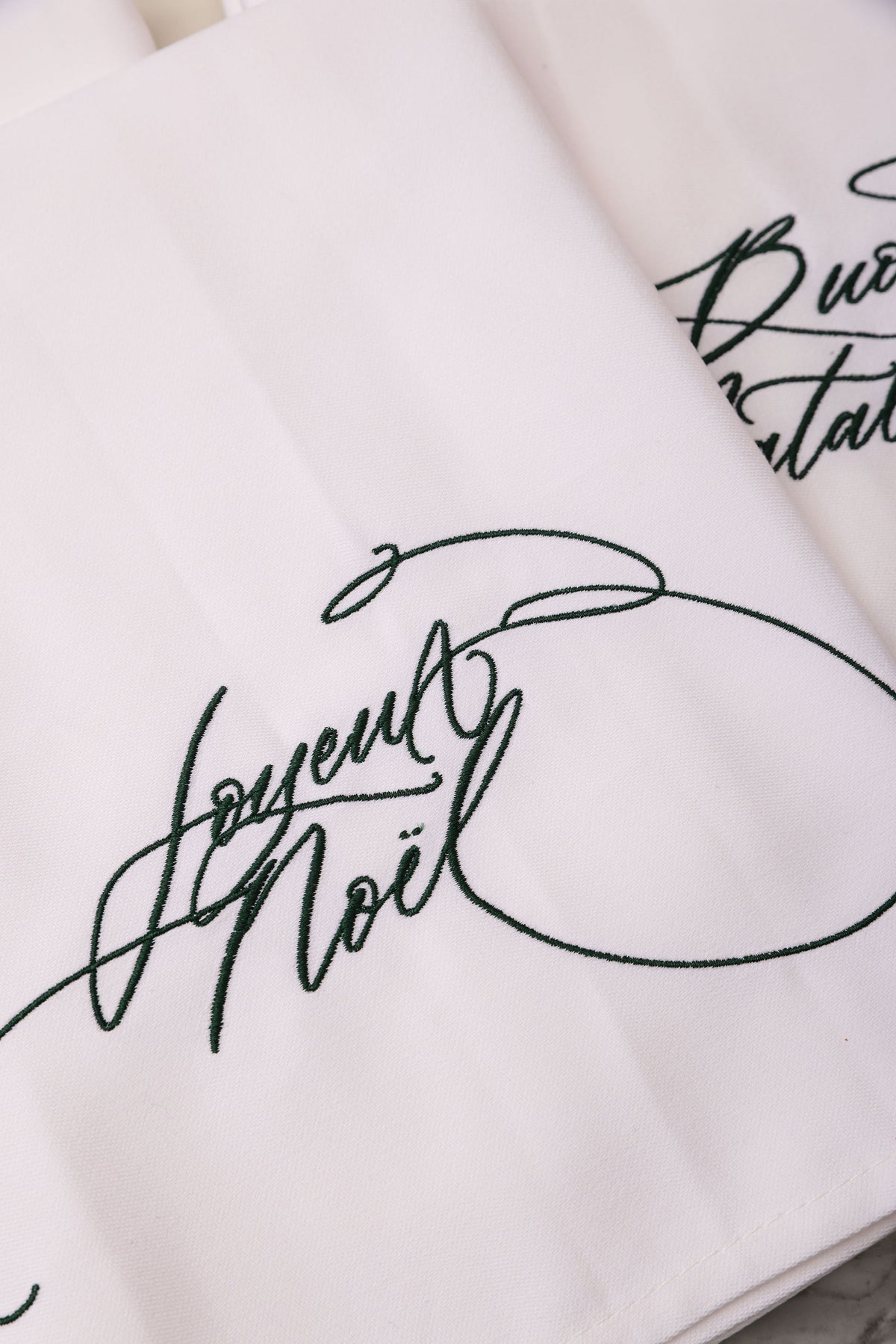 Joyeux Noël embroidered calligraphy cotton napkin