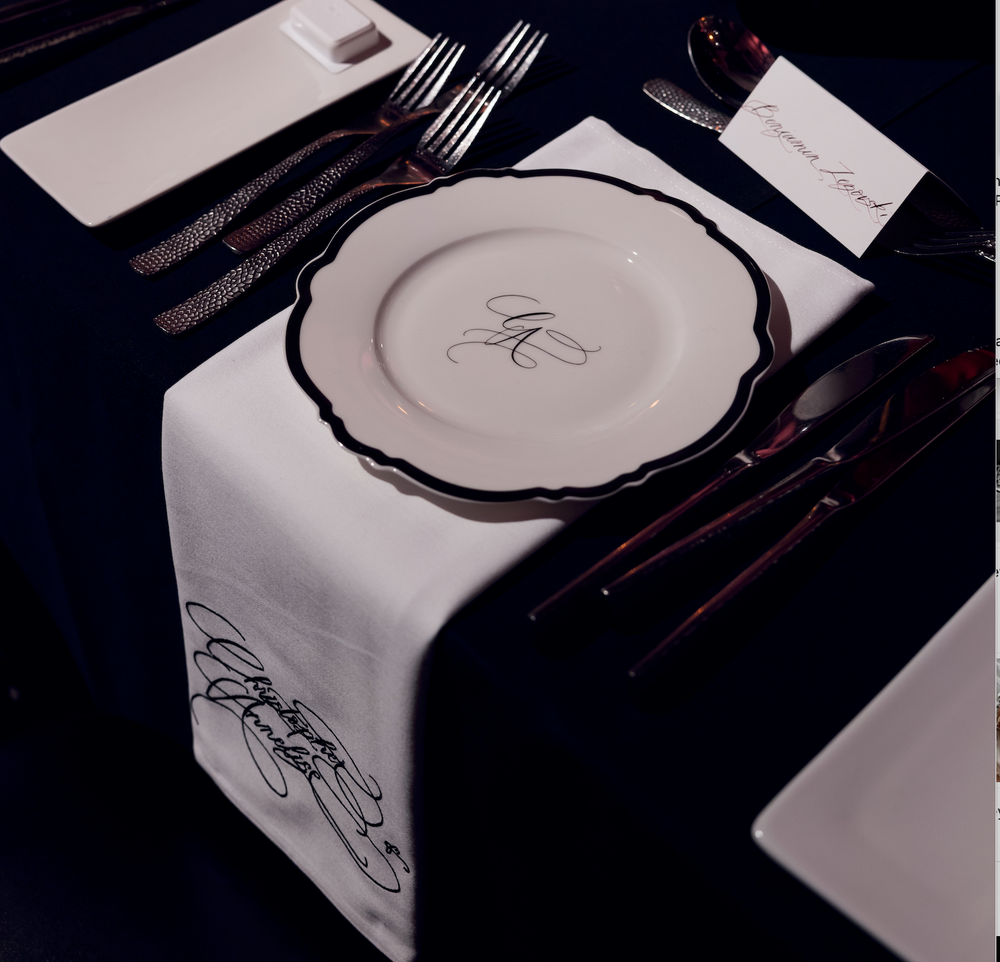 monogram plateware & napkins