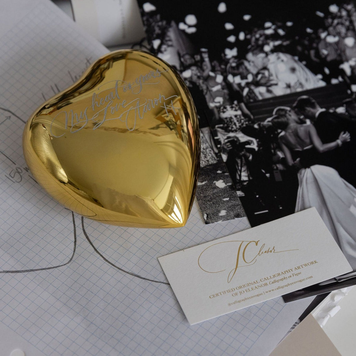 Gold crystal heart keepsake with artist authenticity card