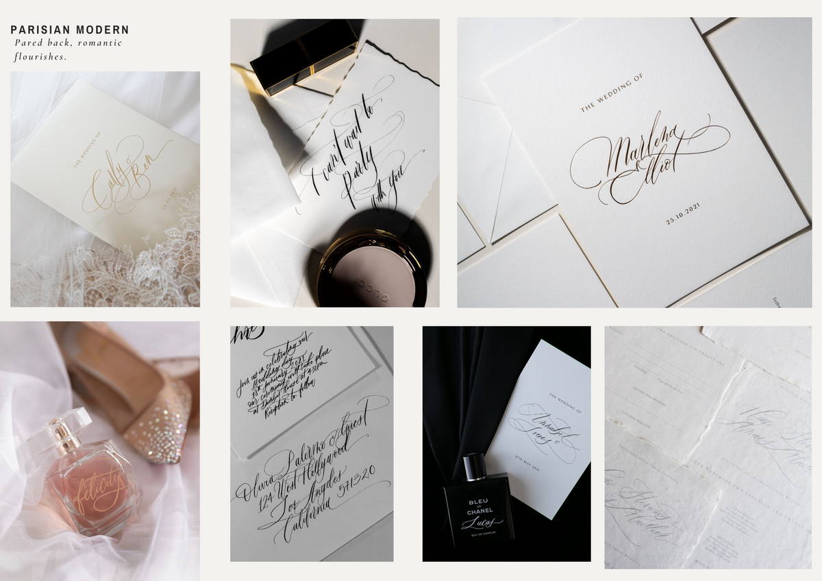 Parisian Modern calligraphy name design style examples