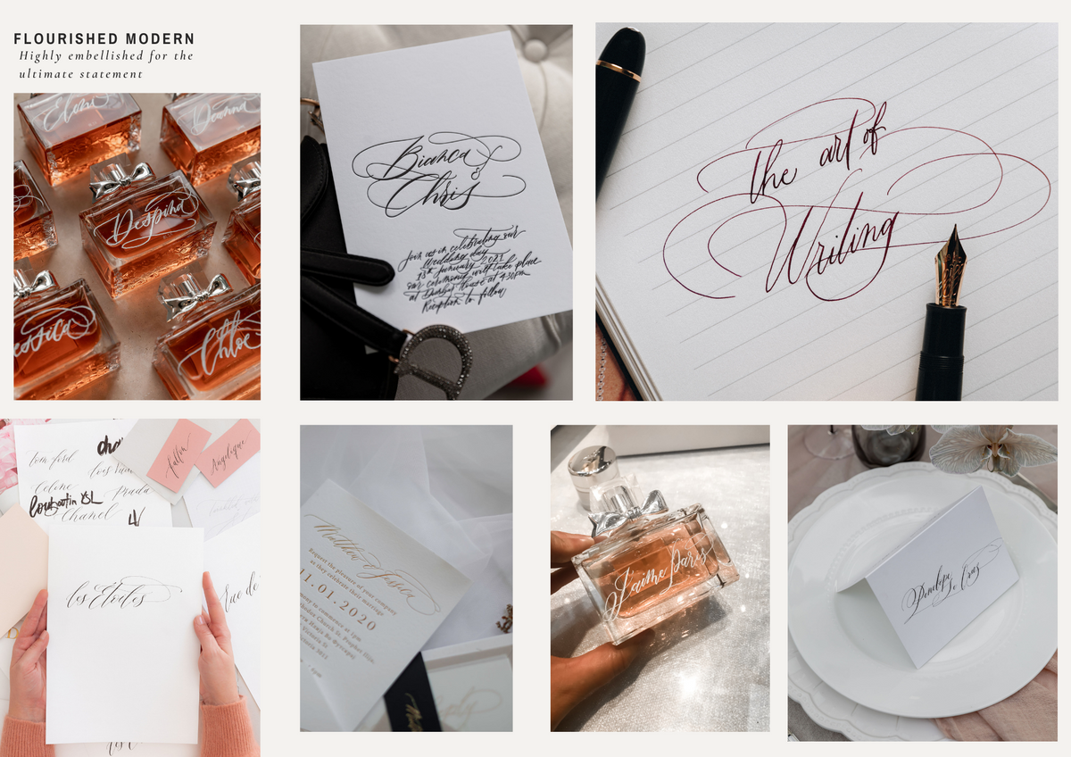 Flourished Modern calligraphy name design style examples